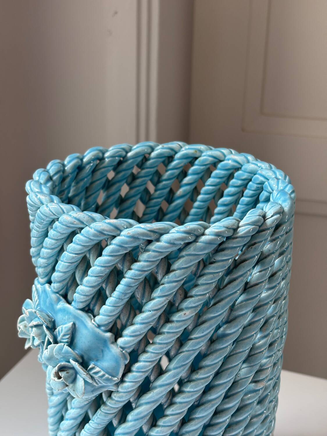 Woven ceramic vase