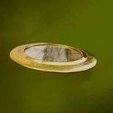 Vintage round brass wall mirror, handmade, diameter 26 cm.