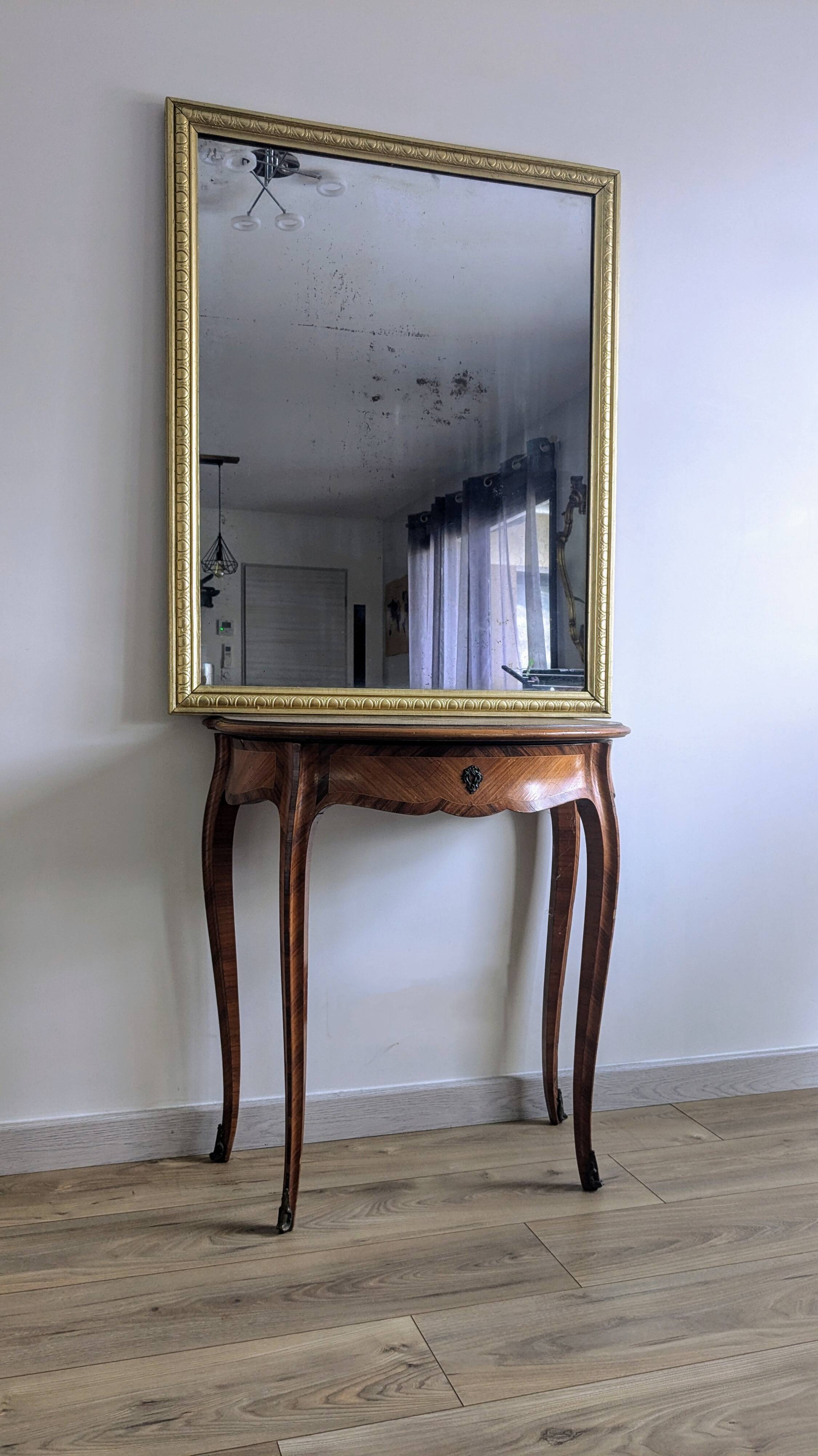 Large gilded wooden mirror 78 x 96 cm