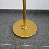 Vintage floor lamp in gold metal – Opaline shade – Neoclassical style from the 70s/80s