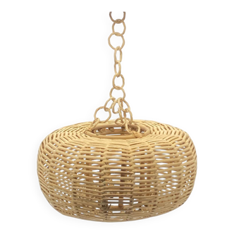 Pendant light / lamp in rattan / wicker / natural fibers, vintage
