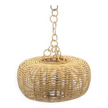 Suspension / Lampe en rotin / osier / fibres naturelles, vintage