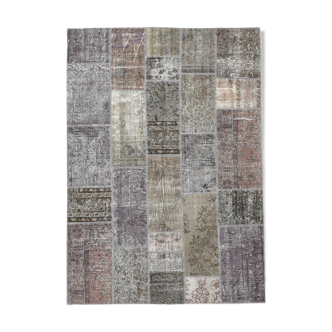 5x8 Brown and Black Vintage Patchwork Rug 240x171Cm