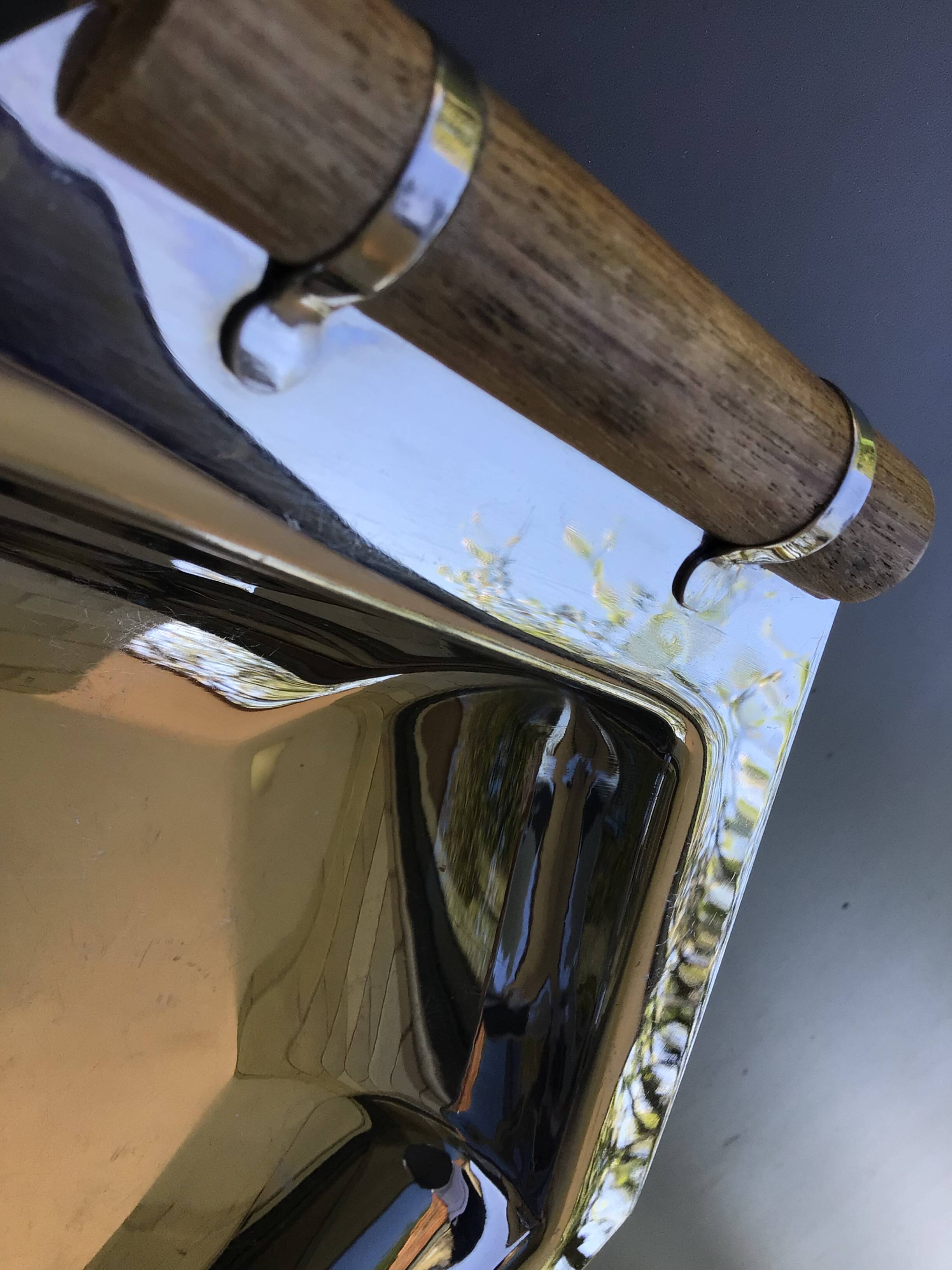 Coupe inoxydable octogonale poignées bois