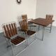 Vintage folding garden set table 4 chairs wood and metal 1960