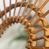 1960s rattan sun mirror.