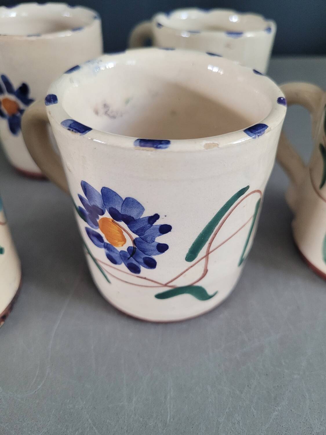 Set of 5 glazed ceramic coffee mugs