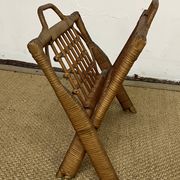 Vintage folding rattan magazine rack