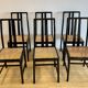 Set of 6 black lacquered and cane chairs by Montina s.p.a.