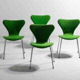 Set of 4 Fritz Hansen butterfly chairs in deep green fabric, 1980s