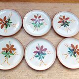 6 enamelled stoneware dessert plates