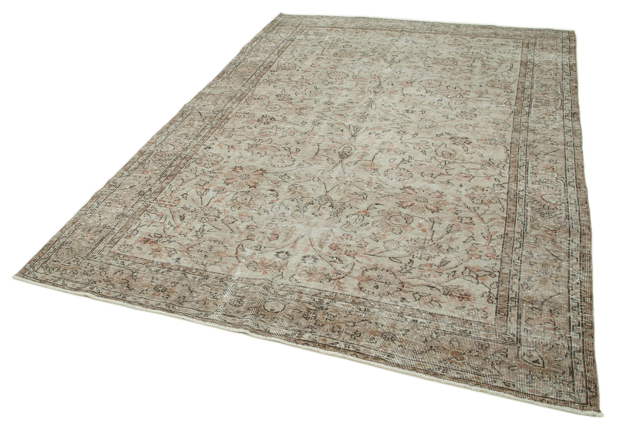 Hand-Knotted Rustic Turkish Beige Rug 196 cm x 267 cm - 36644