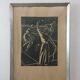 Linogravure tennis art déco vintage