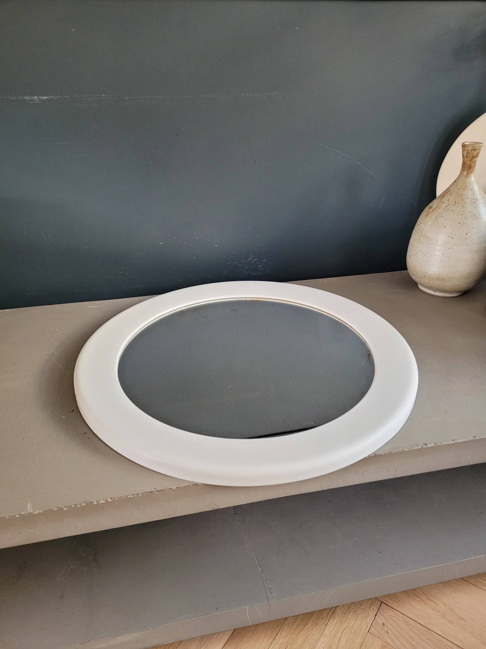 Miroir rond en plastique blanc Syla - Ref 702