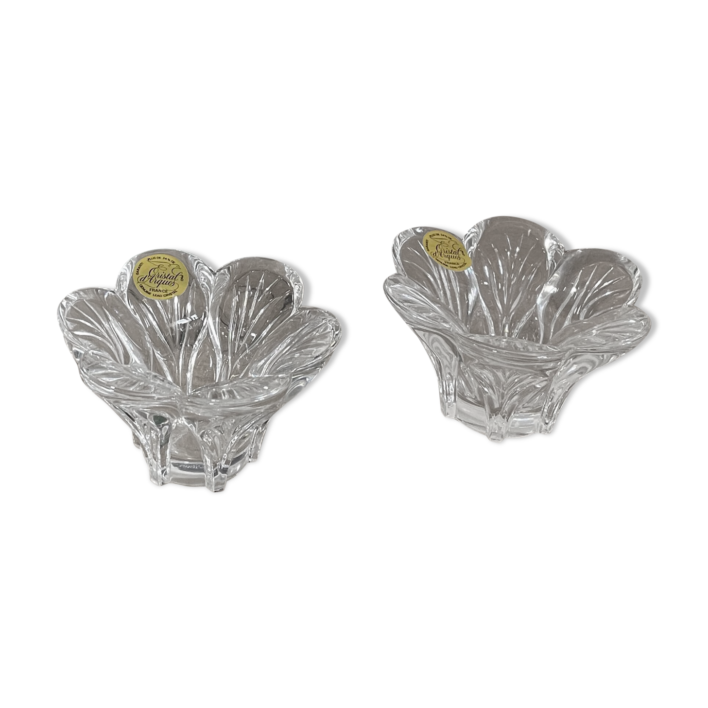 Lot of crystal flower candle holders.