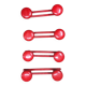 Set of 4 red metal coat hooks