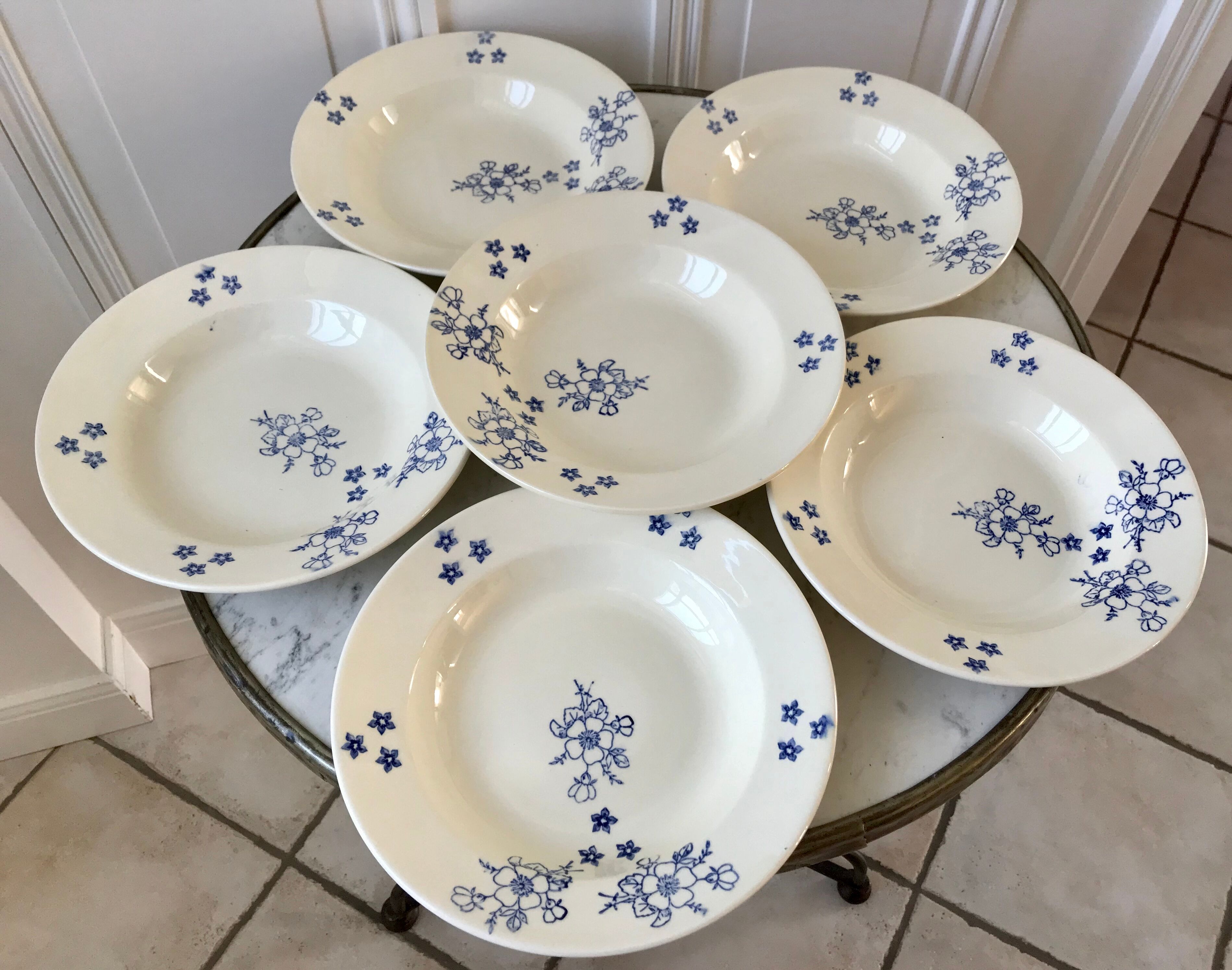 Set of 6 hollow plates Longwy 20s