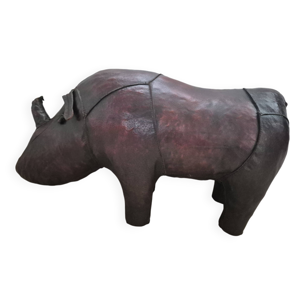 Repose-pieds rhinocéros en cuir par Valenti, vers 1975