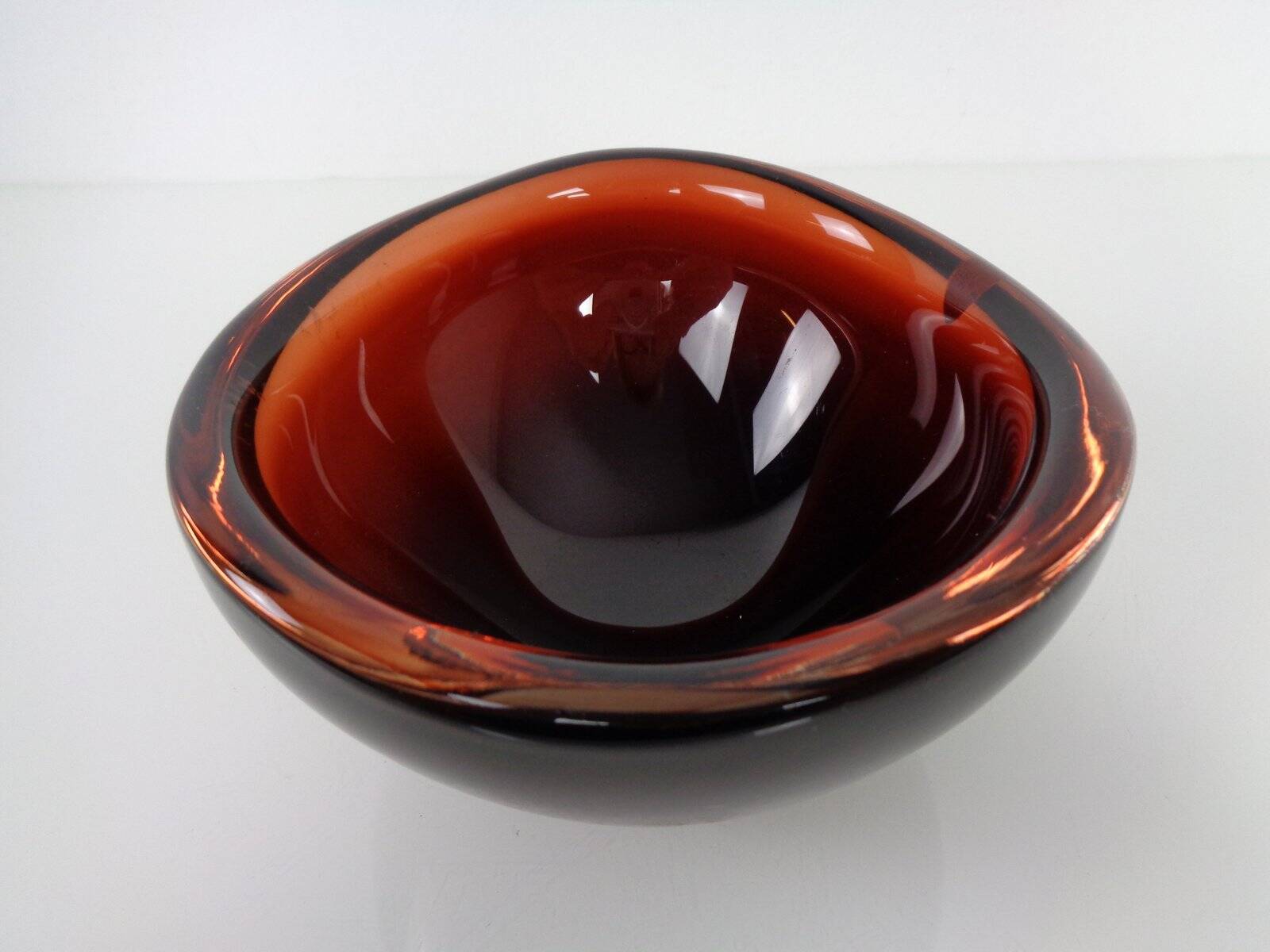 Swedish Burgundy Glass Bowl from Orrefors, 1960s