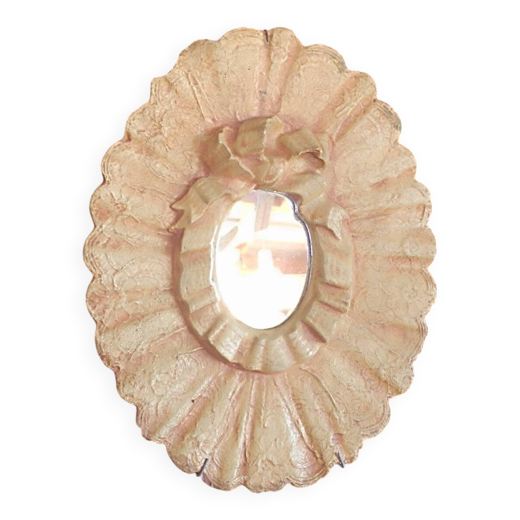 Painted oval plaster mirror