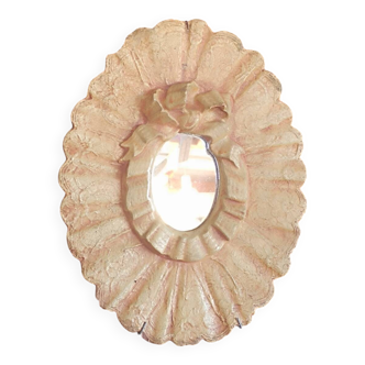 Painted oval plaster mirror