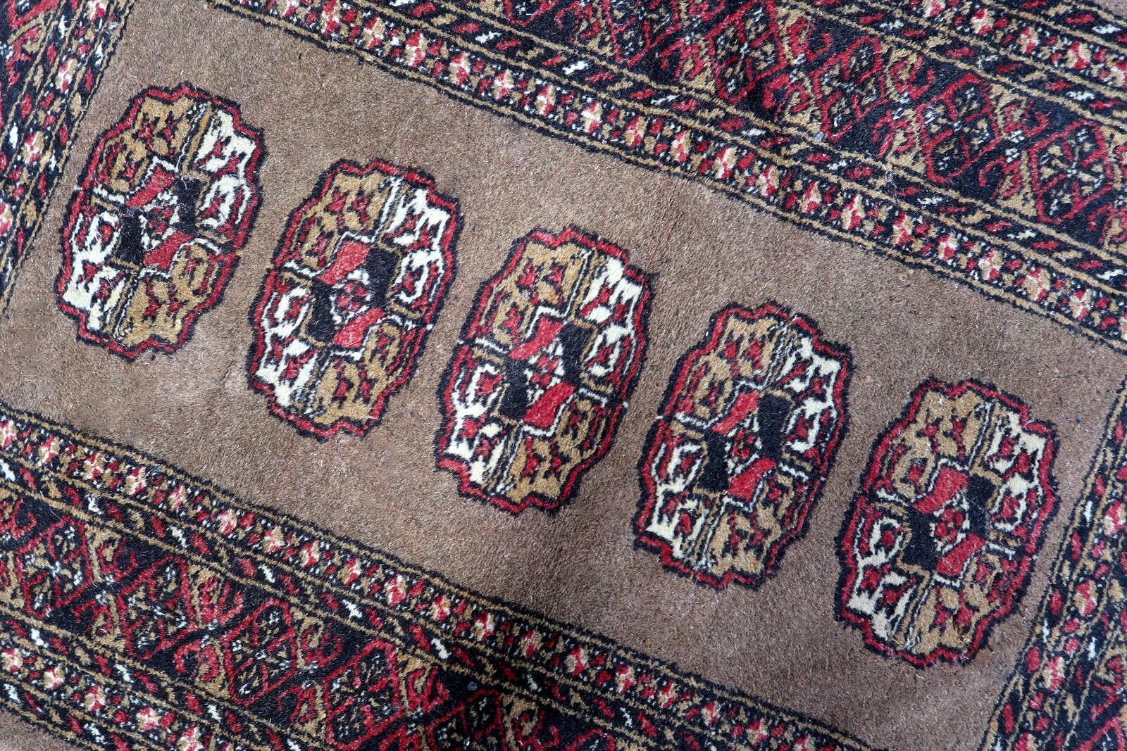 Antique Uzbek Bukhara handmade rug 82cm x 122cm (1920s)