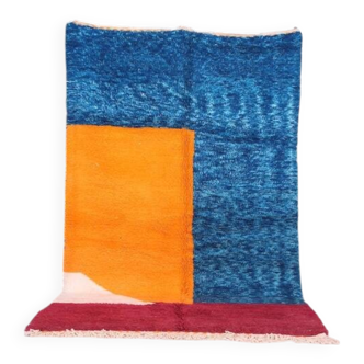 Handmade traditional Berber rug with colourful patterns, size 150/250cm.