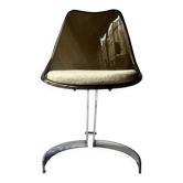 tulip chair in smoked plexiglass and chrome by Boris Tabacoff, design 1970