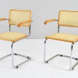 Set of Two Mid-Century Modern Marcel Breuer B64 Blonde Cesca Chairs, Italy, 70s
