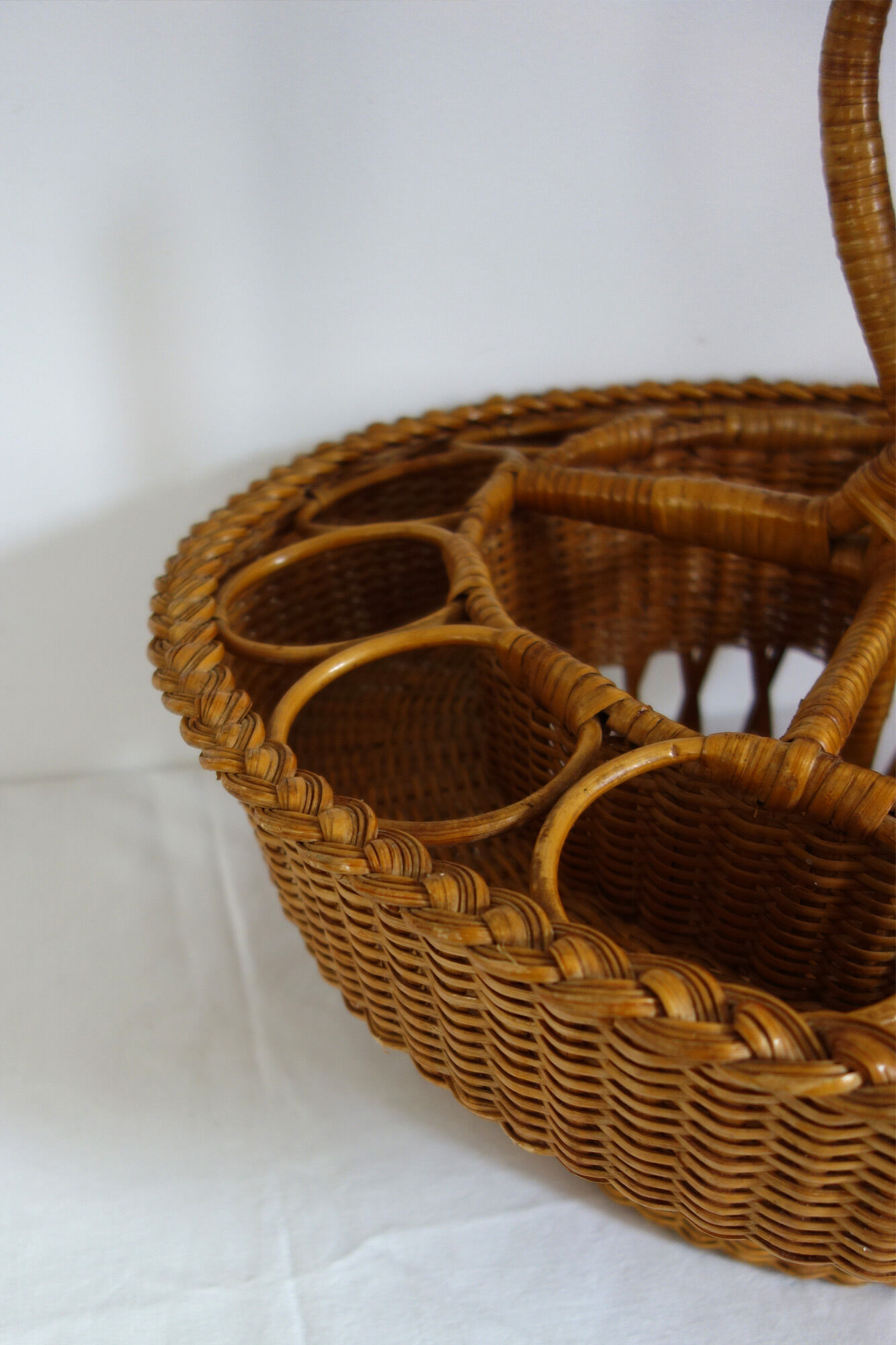 Old bottles and glasses holder wicker vintage aperitif