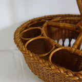 Old bottles and glasses holder wicker vintage aperitif