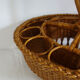 Old bottles and glasses holder wicker vintage aperitif