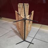 Magazine rack in the style of Raoul Guys, rattan and iron structure, vintage 1950s