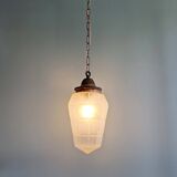 Art Deco pendant light in faceted satin glass, 1920s