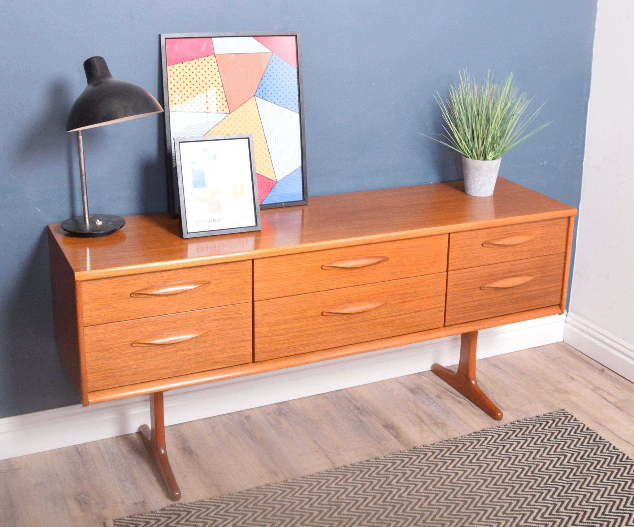 Restored Teak 1960s Austinsuite 6 Drawer Chest Sideboard TV Cabinet