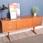 Restored Teak 1960s Austinsuite 6 Drawer Chest Sideboard TV Cabinet