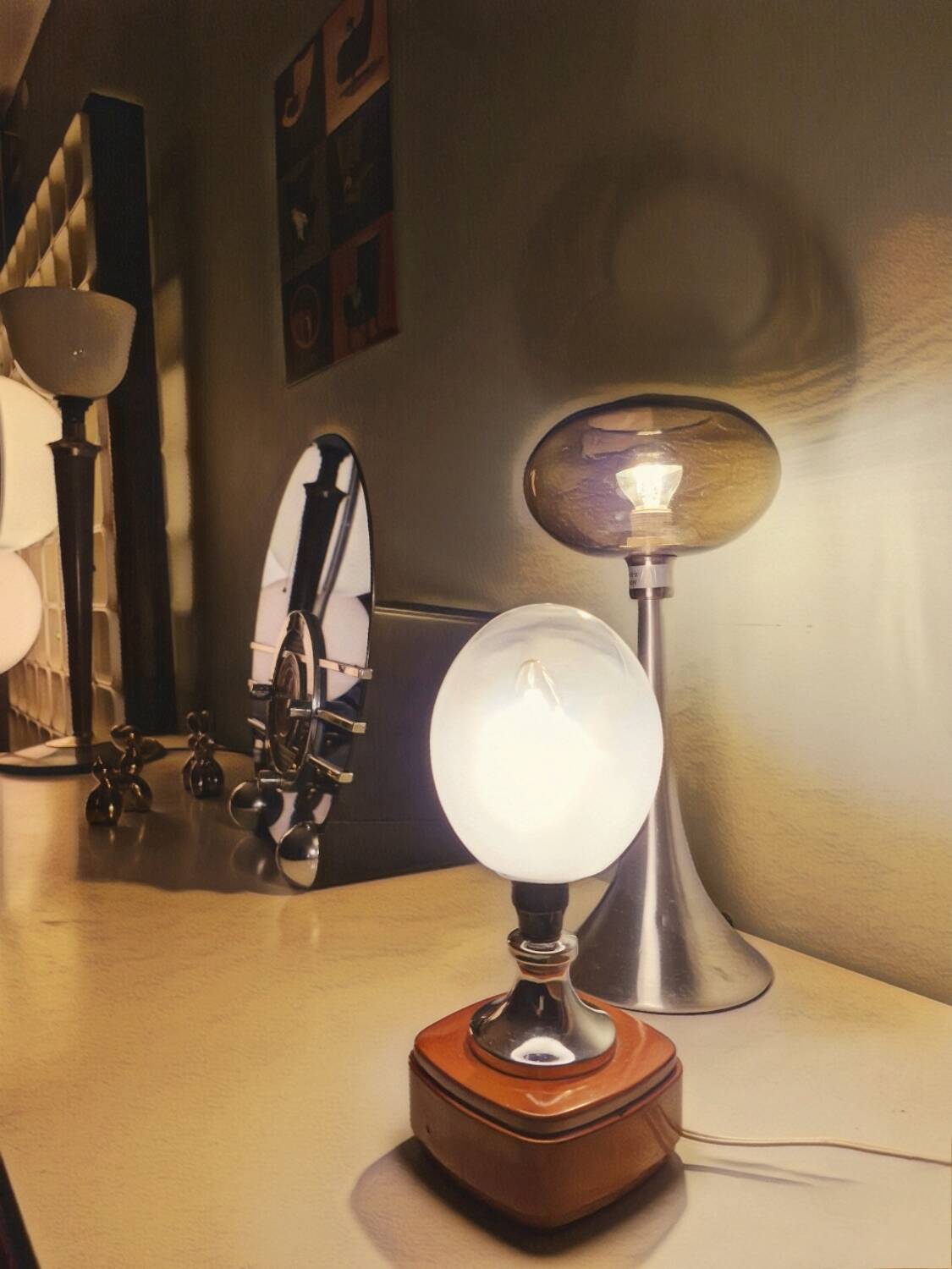 Murano glass, vintage 70s table lamp