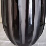 Vase Art Déco en verre épais taillé à la main en traits verticaux irréguliers H30