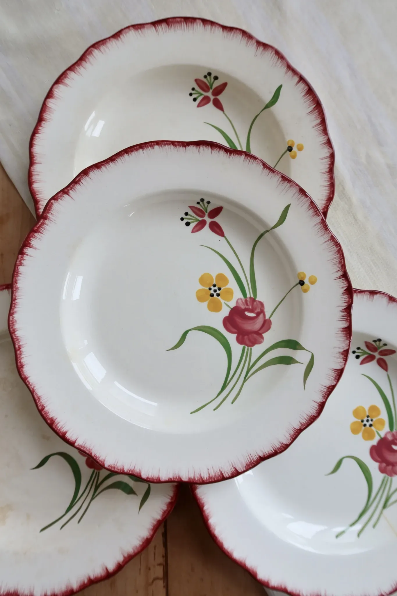 4 vintage deep plates, ironstone Salins model Pierrette