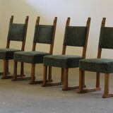 Vintage 1950s signature, solid oak dining throne chairs, Danish craftsmanship