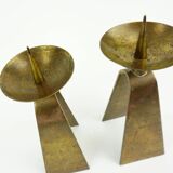 pair of mid century modern brass CANDLE HOLDERS from the 1950s / 60s