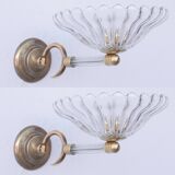 Set of 2 Wall Light Sconces by Barovier & Toso Glass Murano, Italy, 1950