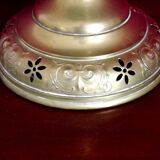 Vintage Brass Oil Lantern with Decorative Base and Clear Glass Funnel Stamped LB Marque Delay 4399