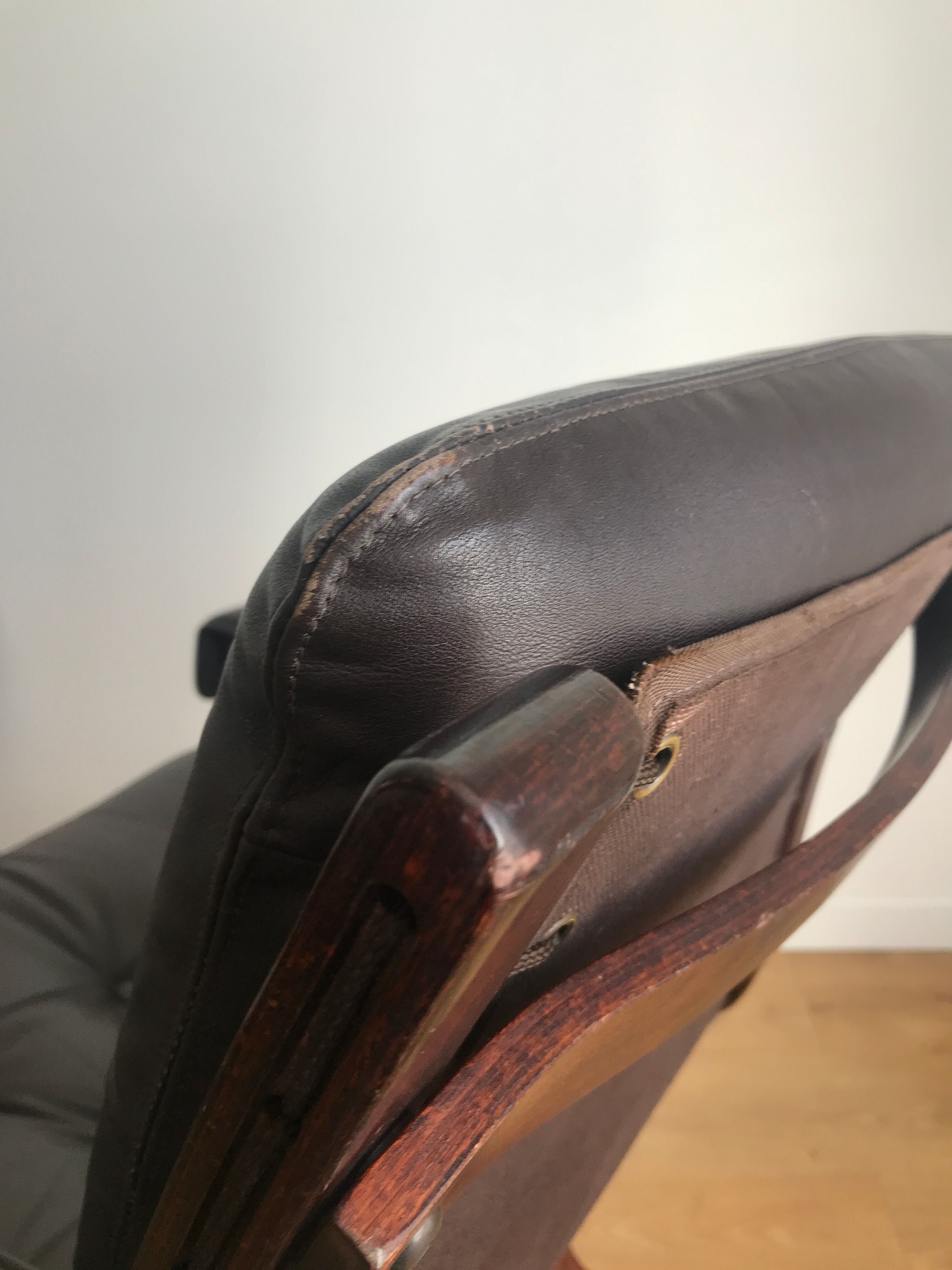 Armchair siesta brown leather by ingmar relling for westnofa