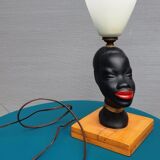 Ceramic lamp bust african woman vintage 1950
