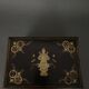 20th century Indian wooden box black lacquer decorated with animals with gold highlights