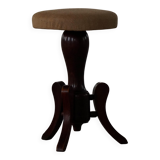 Adjustable Victorian-style piano stool with a jute fabric seat, early 20th century.