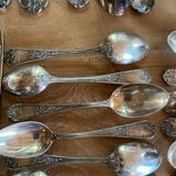 Complete silver metal cutlery housewife for 12 people