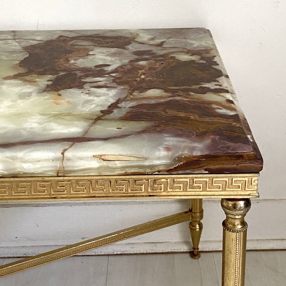 Vintage 1970s brass and marble coffee table