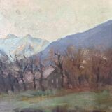 Painting "River of the Alps", Oil on panel, framed